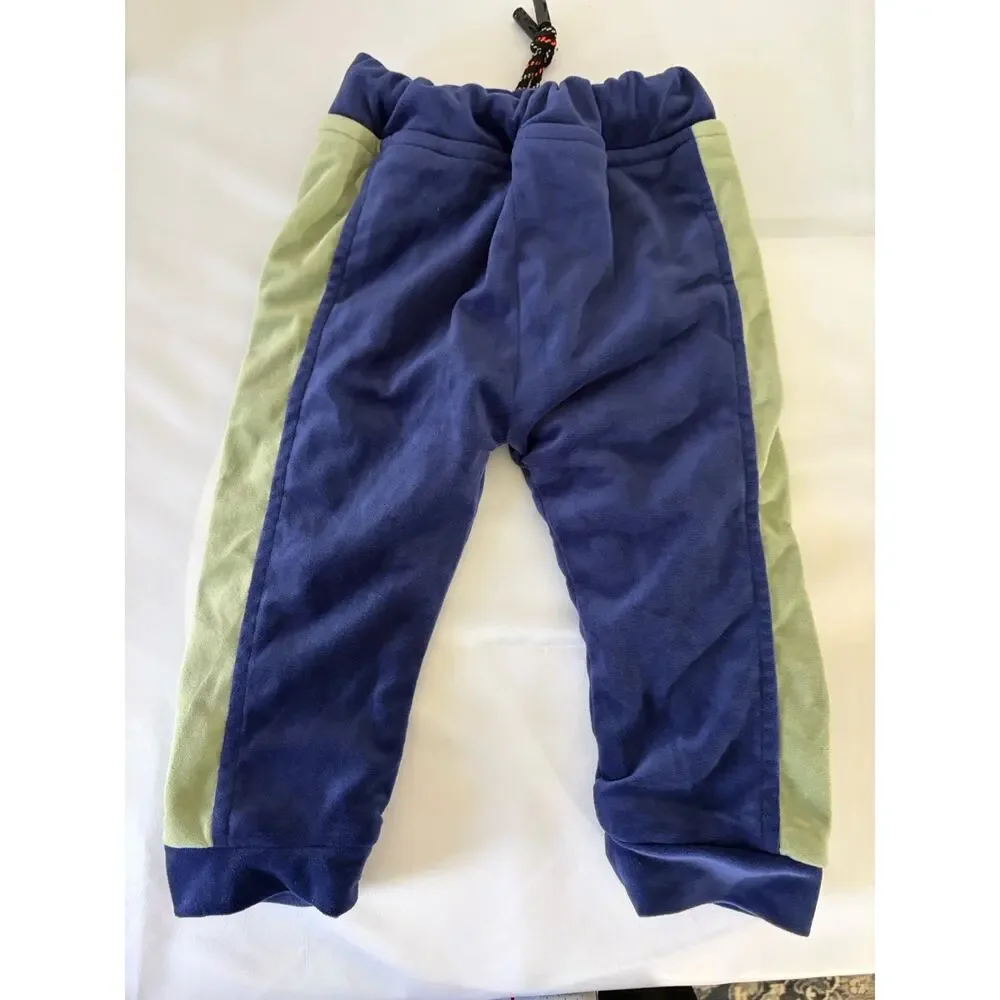 2T 2-Piece Fleece Hooded Hoodie & Pants Set Colorblock Green/Blue